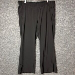 Paskho Black Nylon Elastane‎ Athletic Lounge Pants Wide Leg Side Slit XXL